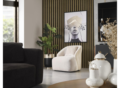 Armchair Wing Chair Modern Fabric Living room Polyester White Design Seat