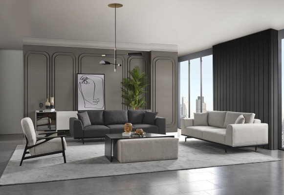 Armchair Wing Chair Modern Fabric Living room Polyester White Design