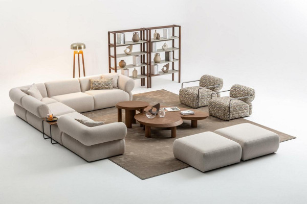 Italian style Furniture Corner sofa Corner sofa Living landscape Corner suite 5pcs.