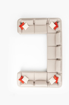 Sofa U-shape Living room Corner sofa Beige Upholstered sofa Design Modern