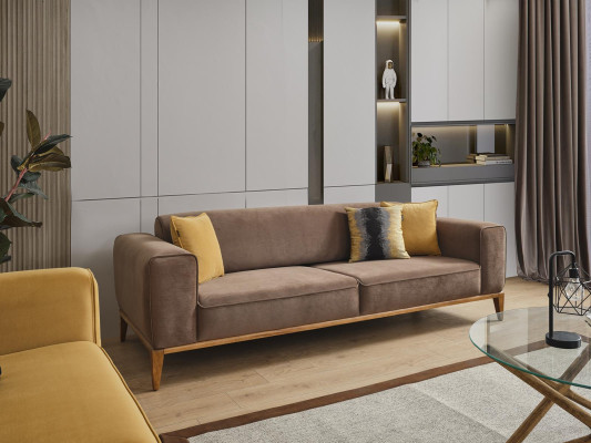 Sofa set Complete e Sofa 431 Seater Armchair Fabric Yellow Set 3pcs new