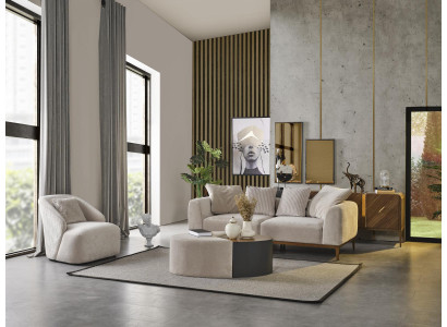 Modern Sofa set 3 Seater Armchair Three Seater White Modern Fabric Polyester