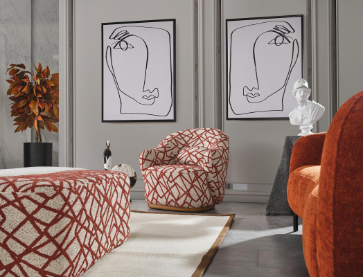 Complete e sofa set Sofa 431 Orange Fabric 4-piece Group