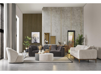 Sofa set Sofa Fabric Sofas Modern Living room White 3-piece Polyester