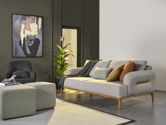 Sofa set Sofa Armchair 431 Seater Fabric Luxury Gray Sofas Living room