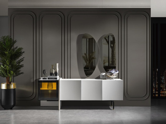 Group Sideboard Mirror Chest of drawers Wood Modern Dining room White Design new