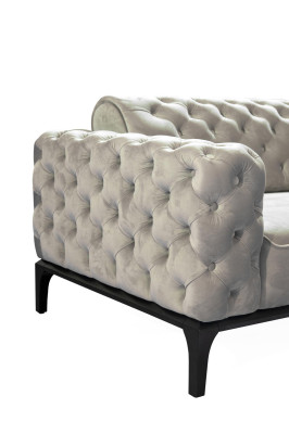 Chesterfield Sofa set Sofa 3+1 Seater Fabric Gray Luxury Sofas White