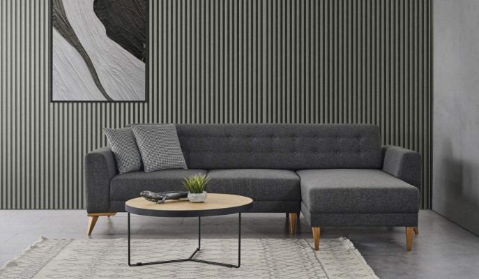 Luxury Corner sofa L-shape modern Gray Couch Designer Furniture Living room
