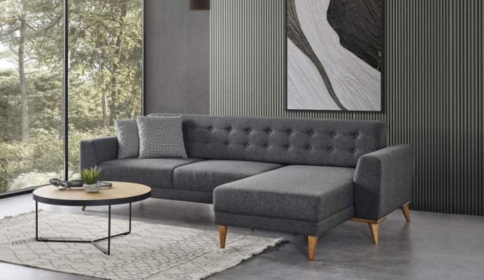 Luxury Corner sofa L-shape modern Gray Couch Designer Furniture Living room