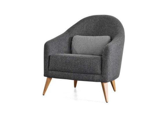 Designer soft armchair gray color luxury living room upholstery textile lounge club