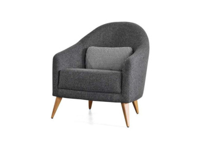 Designer soft armchair gray color luxury living room upholstery textile lounge club