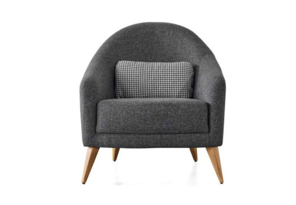 Designer soft armchair gray color luxury living room upholstery textile lounge club