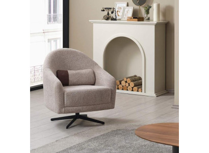 Modern Armchair Gray Lounge Club Living room Style Upholstery Textile Single Seater