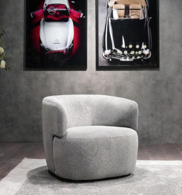 Design Armchair Gray Luxury Furniture Living room Upholstery Textile Lounge Club