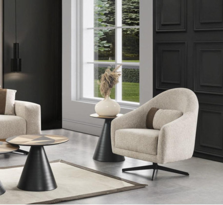 Luxury Armchair Stylish Furniture Living room Design Rotatable Lounge Club Wood