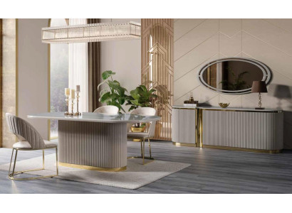 Oval sideboard xxl 220cm Chest of drawers Wardrobe Chests of drawers Gold decorated new
