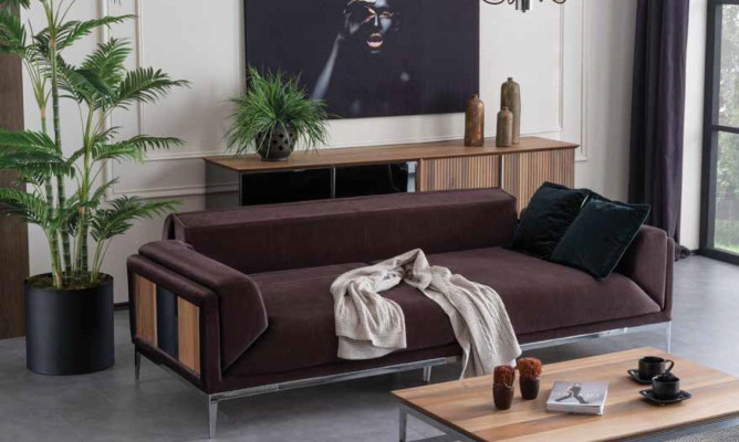 Complete e Living room Furnishings 5 ​​pieces. Set Sofa Wall unit Couch Shelf