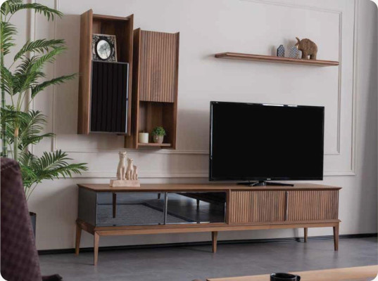 Complete e Living room Furnishings 5 ​​pieces. Set Sofa Wall unit Couch Shelf