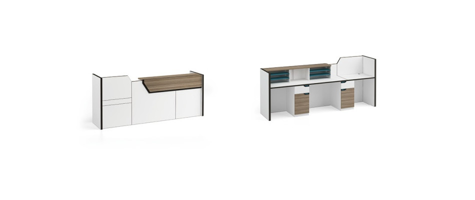 Reception counter reception counter practice office trade fair reception hotel tables 280x80cm