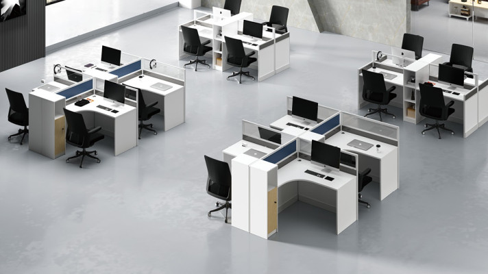 Desk 4er Office desk Table Work table Furniture Counter call center Furniture
