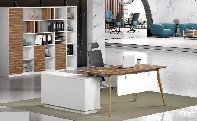 Office Set Complete Office Corner desk filing cabinets 2 pieces. with cable duct