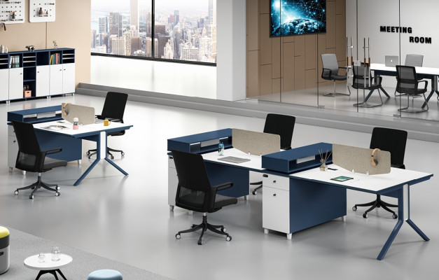 Table Office Furniture Furnishings Tables Call Center Wood 4 workstations