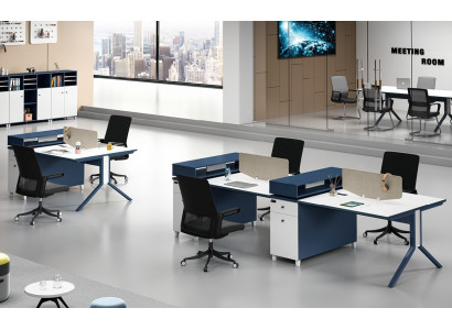 Table Office Furniture Furnishings Tables Call Center Wood 4 workstations