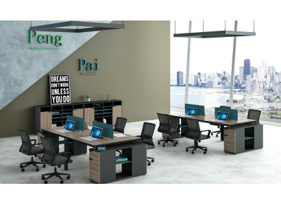 Office Furniture Furnishings Tables Table Call Center Wood 4 Workstations Desk