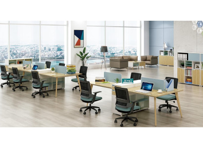 Office Furniture Furnishings Tables Wood Table 4 Workstations Desk