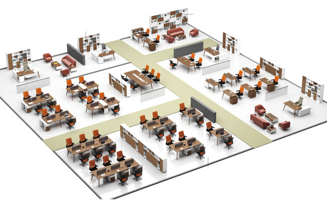 Office Table Furniture Furnishings Equipment Call Center 4 Workstations