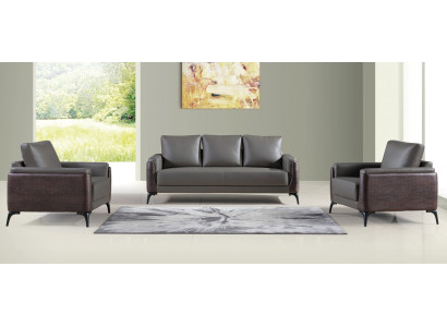 Sofa set 3+1+1 Seater Set Design Sofas Upholstery Couches Leather Relax Modern