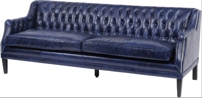 Blue e Chesterfield Sofa Couch Upholstery Fabric Leather Couchen Suite 4 Seater new