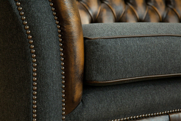 Design Chesterfield Sofa 3 Couch Sofa Set Fabric Upholstery Leather Three Seater