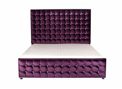 Purple Luxury Velvet Textile Bed Double Beds Chesterfield with Crystal Stones new