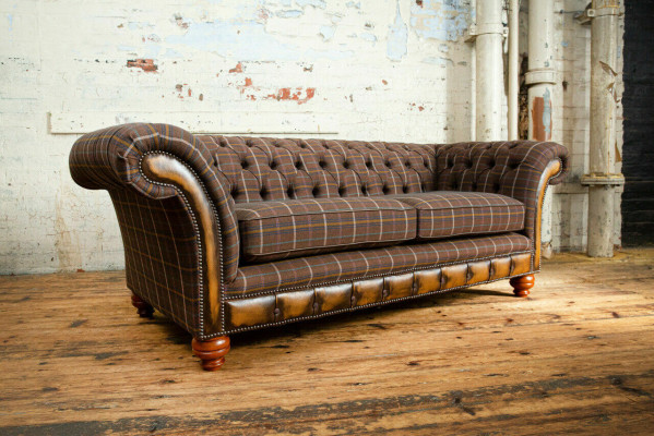 Classic Chesterfield Sofa 3 Seater Design Sofas Upholstery Couches Leather Brown