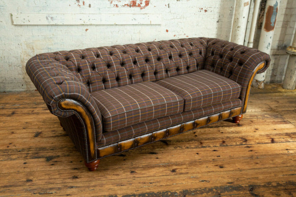 Classic Chesterfield Sofa 3 Seater Design Sofas Upholstery Couches Leather Brown