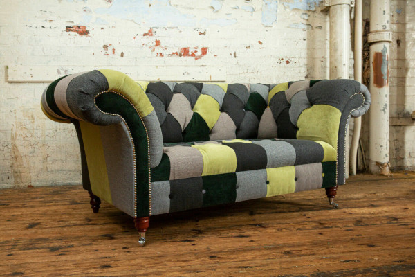Designer Chesterfield Sofa 2 Seater Couch Upholstery Sofas Fabric Living room Couches