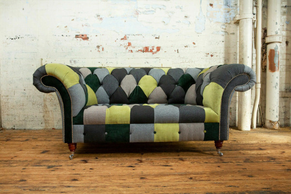 Designer Chesterfield Sofa 2 Seater Couch Upholstery Sofas Fabric Living room Couches