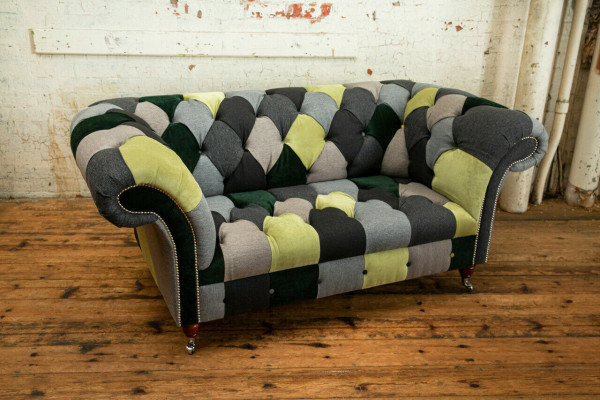 Designer Chesterfield Sofa 2 Seater Couch Upholstery Sofas Fabric Living room Couches
