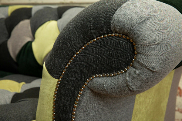 Designer Chesterfield Sofa 2 Seater Couch Upholstery Sofas Fabric Living room Couches