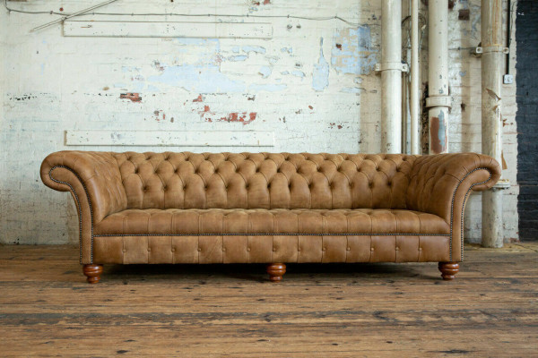 Chesterfield Brown Couch Sofa Upholstery 4 Seater Couches Seat Suite