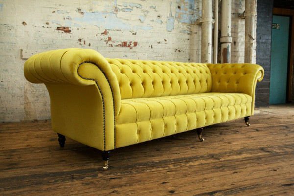Design Sofa 4 Seater Upholstery Luxury Classic Textile Chesterfield Sofas Couch