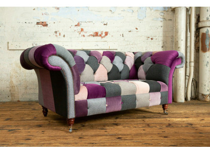 Chesterfield 2 Seater Sofa Textile Couch Upholstery Design Colorful Sofas