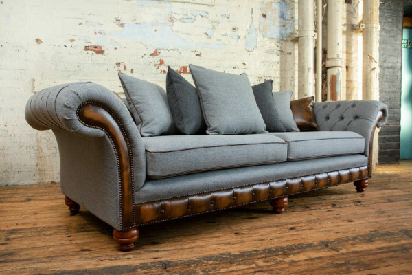 Classic Chesterfield Design Sofa 4 Seater Couch Upholstery Luxury Textile Couches