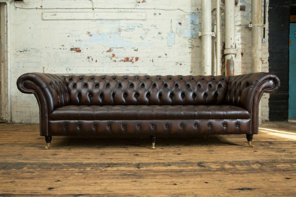 Classic Chesterfield Leather Upholstery Luxury Sofa Design Couch Sofas 4 Seater new