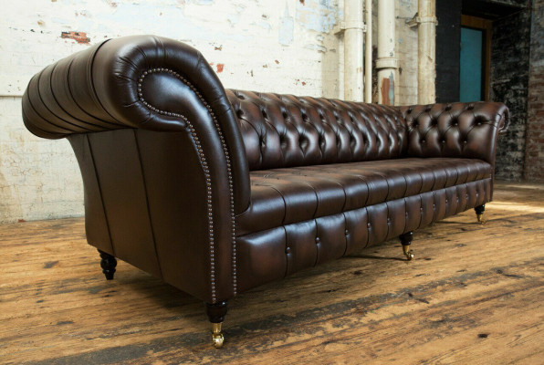 Classic Chesterfield Leather Upholstery Luxury Sofa Design Couch Sofas 4 Seater new