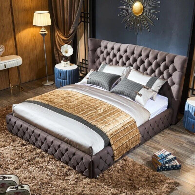 Chesterfield Big Bed Large Headboard Ears Beds Upholstery Double bed