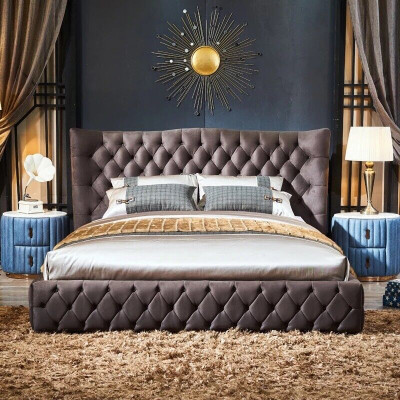 Chesterfield Big Bed Large Headboard Ears Beds Upholstery Double bed