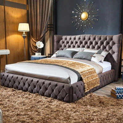 Chesterfield Big Bed Large Headboard Ears Beds Upholstery Double bed