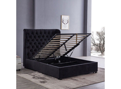 Black Chesterfield Upholstered bed Luxury Bedroom Decorative Design Beds Leather Black Chesterfield Upholstered bed Luxury Bedroom Decorative Design Beds Leather
